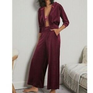 Anthropologie velvet flare track suit